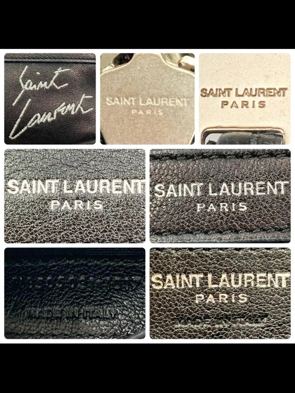 Saint Laurent Black Leather Backpack with Front Logo Pocket